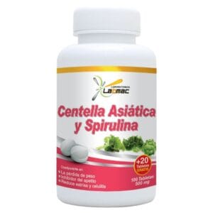 Centella Asiática y Spirulina 100 Tabletas + 20 Tabletas gratis